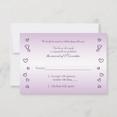 Carte de réponse de mariage Cœurs violets lavande  (Dos)