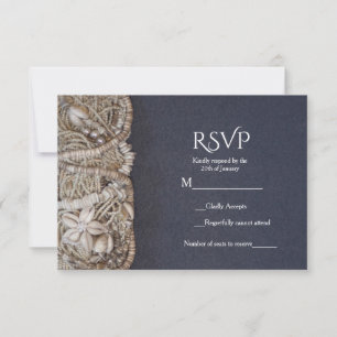 Carte de réponse de mariage coquilles Puka de plag