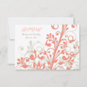 Carte de réponse de mariage Corail, Sable, Brun do (Dos)