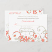 Carte de réponse de mariage Corail, Sable Chamois, (Devant / Derrière)