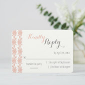 Carte de réponse de mariage corail simplement élég (Debout devant)