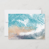 Carte de réponse de mariage côtier aux vagues bleu (Dos)