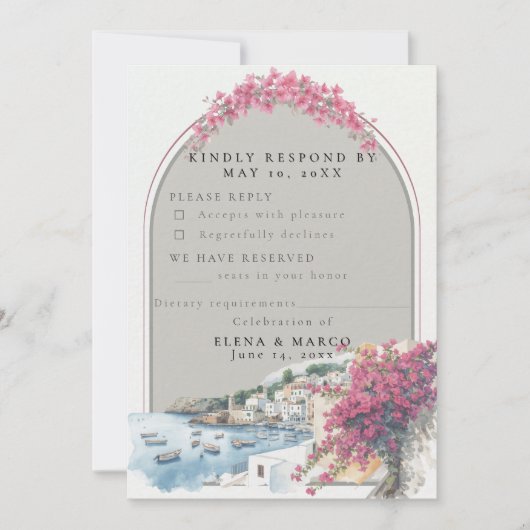 Carte de réponse de mariage côtier méditerranéen – (Devant)