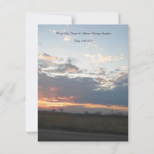 Carte de réponse de mariage Coucher de soleil (Devant)