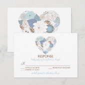 Carte de réponse de mariage Couronne de fleurs ble (Devant / Derrière)