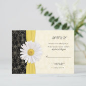 Carte de réponse de mariage Daisy noir jaune ivoir (Debout devant)