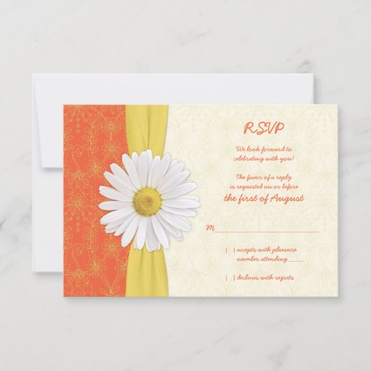 Carte de réponse de mariage Daisy Orange, Jaune, I (Devant)