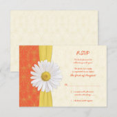 Carte de réponse de mariage Daisy Orange, Jaune, I (Devant / Derrière)