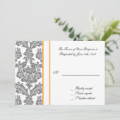 carte de réponse de mariage, damas noir (Debout devant)