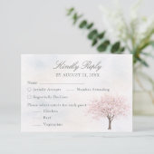 Carte de réponse de mariage d'arbre de printemps à (Debout devant)
