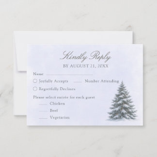 Carte de réponse de mariage d'arbre d'hiver à l'aq