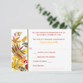 Carte de réponse de mariage d'automne | Feuilles, (Debout devant)