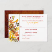 Carte de réponse de mariage d'automne | Feuilles, (Devant / Derrière)