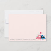 Carte de réponse de mariage de chouette marié et d (Dos)