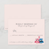 Carte de réponse de mariage de chouette marié et d (Devant / Derrière)