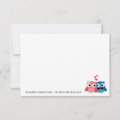 Carte de réponse de mariage de chouettes mariés ad (Dos)