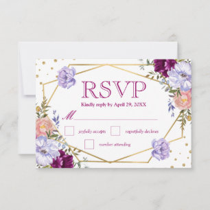 Carte de réponse de mariage de fleurs d'été aquare