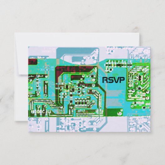 Carte de réponse de mariage de geek high-tech (Devant)