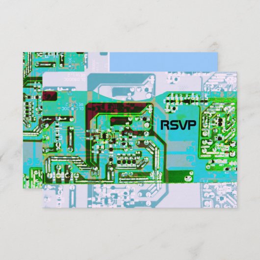 Carte de réponse de mariage de geek high-tech (Devant / Derrière)