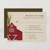 Carte de réponse de mariage de grange rustique (Devant / Derrière)