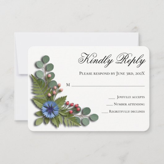 Carte de réponse de mariage de jardin de fleurs sa (Devant)