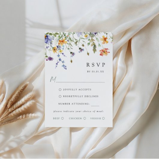 Carte de réponse de mariage de jardin de fleurs sa
