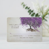 Carte de réponse de mariage de l'arbre à feuilles  (Debout devant)