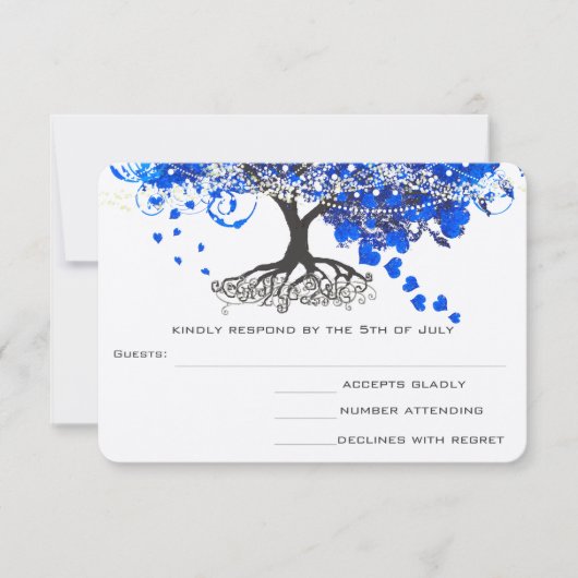 Carte de réponse de mariage de l'arbre à feuilles (Devant)