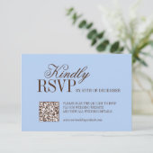 Carte de réponse de mariage de luxe bleu et marron (Debout devant)