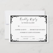 Carte de réponse de mariage de luxe noir et or (Devant)