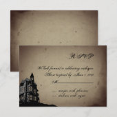 Carte de réponse de mariage de maison gothique vin (Devant / Derrière)