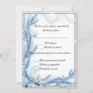 Carte de réponse de mariage de Noël en hiver Blue