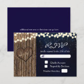 Carte de réponse de mariage de nuit avec cœur scul (Devant / Derrière)