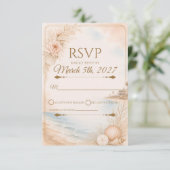 Carte de réponse de mariage de plage à l'aquarelle (Debout devant)