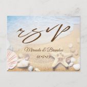 Carte de réponse de mariage de plage à l'étoile de (Devant)