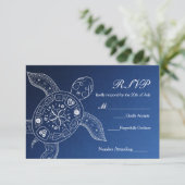 Carte de réponse de mariage de plage blanche bleue (Debout devant)