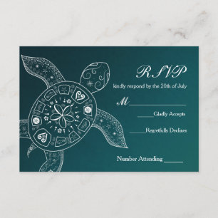 Carte de réponse de mariage de plage bleu blanc de