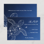 Carte de réponse de mariage de plage bleu blanc de (Devant / Derrière)