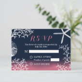 Carte de réponse de mariage de plage étoile de mer (Debout devant)