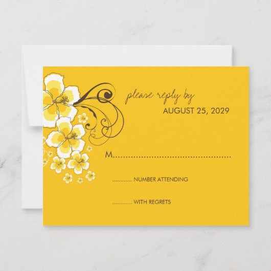 Carte de réponse de mariage de plage tropicale à l (Dos)