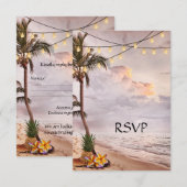 Carte de réponse de mariage de plage tropicale ou  (Devant / Derrière)