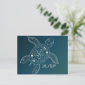 Carte de réponse de mariage de plage turquoise bla (Debout devant)