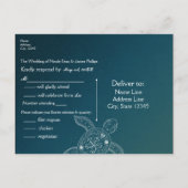 Carte de réponse de mariage de plage turquoise et (Dos)