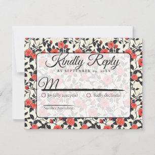 Carte de réponse de mariage de printemps avec rose