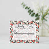Carte de réponse de mariage de printemps avec rose (Debout devant)
