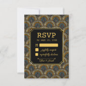 Carte de réponse de mariage de style brodé Art Déc (Devant)