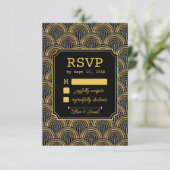 Carte de réponse de mariage de style brodé Art Déc (Debout devant)