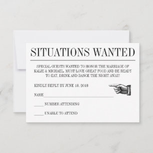 Carte de réponse de mariage de style journalistiqu