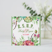 Carte de réponse de mariage de succulentes magnifi (Debout devant)
