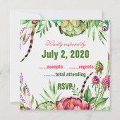 Carte de réponse de mariage de succulentes magnifi (Dos)